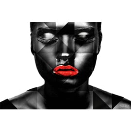 120 x 80 cm - Schilderij lippen Dibond - Foto op aluminium - Vrouw met rode lippen -  fotokunst - Mondiart