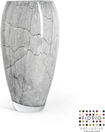 Design vaas Oval - Fidrio CEMENT GREY - glas, mondgeblazen bloemenvaas - hoogte 30 cm