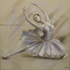 100 x 100 cm - Olieverfschilderij - Ballerina - ballet dans - handgeschilderd