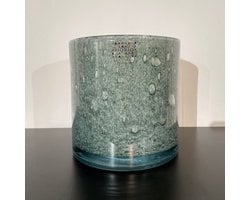 Design Vaas CILINDER - Fidrio JADE - glas, mondgeblazen bloemenvaas - diameter 17 cm hoogte 18 cm