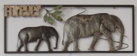 73 x 28 cm - wanddecoratie schilderij metaal - Frame Art - Olifanten