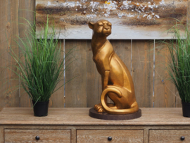 Beeld brons - Tuinbeeld - beeld cheetah - bronzartes - 59 cm hoog - voor huis en tuin