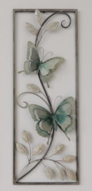 28 x 73 cm - wanddecoratie schilderij metaal - Frame Art - Vlinders