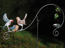 Metalen Tuinsteker - tuindecoratie - Kleurrijke vogels