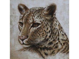 100 x 100 cm - Olieverf schilderij - schilderij luipaard - handgeschilderd