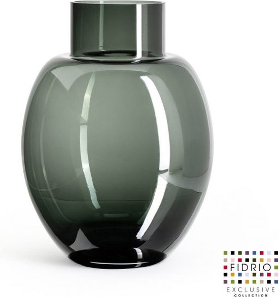 Design Vaas Grandeur - Fidrio GREY/BLACK - glas, mondgeblazen bloemenvaas - diameter 30 cm hoogte 40 cm