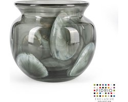 Design Vaas - Pot Eden - Fidrio Grey Cloudy - Bloemenvaas glas, mondgeblazen - Ø 16 cm hoogte 20 cm