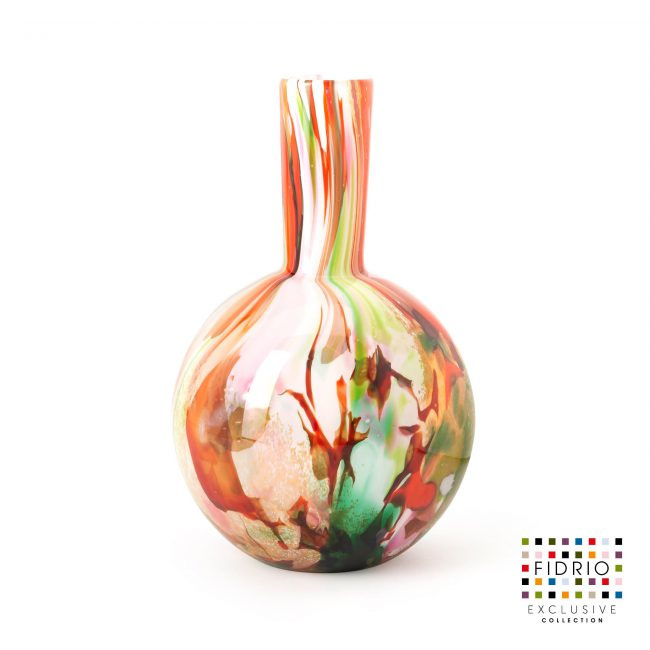 Design vaas Fidrio - glas kunst sculptuur - globe - mixed colours - mondgeblazen - 40 cm hoog 