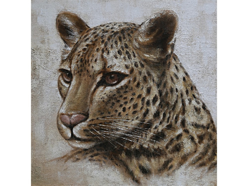 100 x 100 cm - Olieverf schilderij schilderij luipaard - handgeschilderd Olieverf Thermobrass |