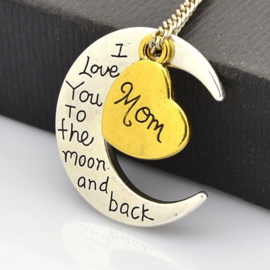 K29- hanger/bedel 'mom i love you to the moon and back' 27x29.5mm