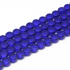 C148- 40 stuks glaskralen plat rond 8x5mm medium blue