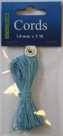 440200/8306- 5 meter waxkoord katoen van 1mm dik - azure blauw