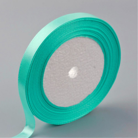 rol met 22.86 meter satijnlint van 12mm breed aqua blauw - super aanbieding!