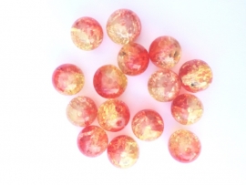 C217- 25 stuks crackle glaskralen van 10mm duocolor rood/geel