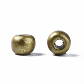 R07- 20gram (180st) glazen baking painted rocailles 4-5mm olive