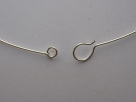 verzilverde Memory Wire spiraaldraad voor nekring / spang ca. 35 wikkels van 0.6mm