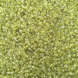 R38- 20gram glazen rocailles 4mm transparant geel/groen