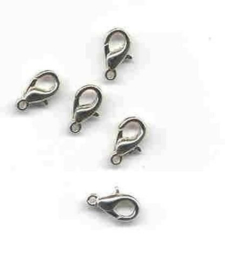 CE430505/1351- 5 stuks karabijner sluitingen 10mm zilver