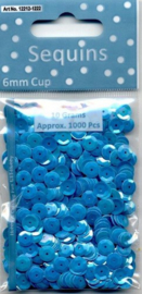 CE420001/1222- 10 gram (ca. 1000 stuks) pailletten facon 6mm AB blauw