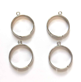 TH118082001- 4 stuks ringen met 1 aanrijg-oog verzilverd 20mm verstelbaar