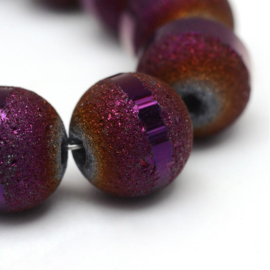 C274- 20 stuks electroplated stardust glaskralen 9mm purple plated