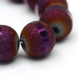 C274- 20 stuks electroplated stardust glaskralen 9mm purple plated