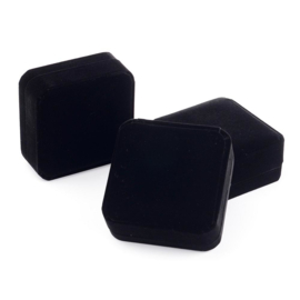 juwelendoos / cadeaudoos zwart velours 9x9x4cm