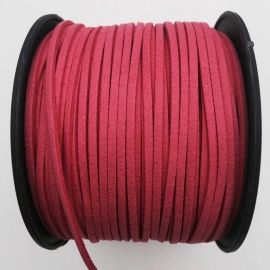 3 meter faux suede veter van 3mm breed roze/rood