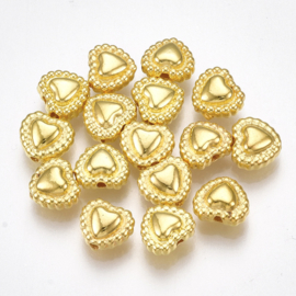C458- ca. 40 stuks hartjes goudkleur 6.5x7.5x4
