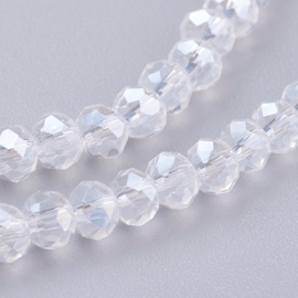 C338.G- ca. 140 stuks facet geslepen glaskralen 3.5/4x3.5/3mm clear AB