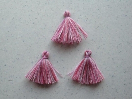 CE432103/1703- 3 stuks sierkwastjes van 3cm tinten roze