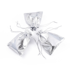 10 stuks organza zakjes 12x9cm zilver