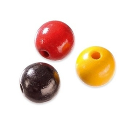 6014200-155 stuks houten kralenmix rood/geel/zwart 4mm