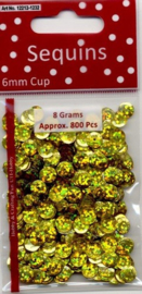 CE420001/1232- 8 gram (ca. 800 stuks) pailletten facon 6mm hologram goud
