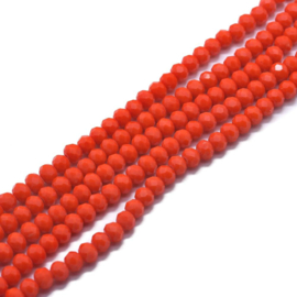 C340.E- ca. 100 stuks abacus facet geslepen glaskralen 6x4mm orange red