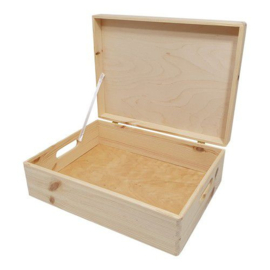 811725/0745- Houten opbergkist met klepdeksel 39.6x29.5x12.8cm