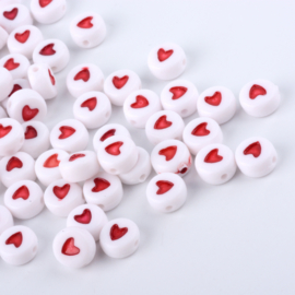 AMIX-hart- 30 stuks letterkralen hartjes rood - als aanvulling voor letterkralen 7x4mm