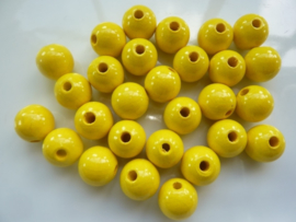 6011215- 28 stuks houten kralen geel 12mm