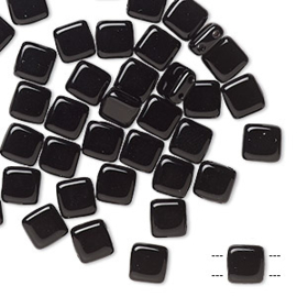 C155- ruim 40 stuks glaskralen zwart 8x8mm