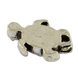 C284- 12 stuks zwaar metalen kralen schildpad 12.5x9x4mm zilverkleur