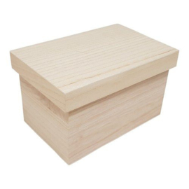 811720/0223- 4 x Houten kist rechthoek - los overstekend deksel 23,7 cm x 15,5 cm x 14,2 cm