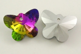 K14- electroplated glasbedel crystal butterfly 12x15mm