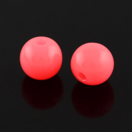 C78- ca. 100 stuks kunststof kralen 6mm neon pinkred