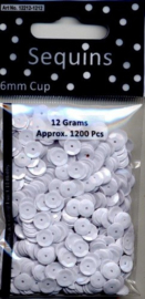 CE420001/1212- 12 gram (ca. 1200 stuks) pailletten facon 6mm wit