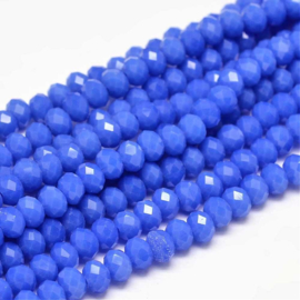 C340.D- ca. 100 stuks abacus facet geslepen glaskralen 6x4mm royalblue