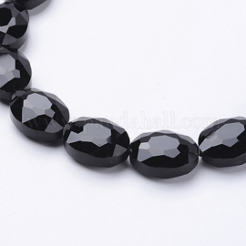 C461- grote facet geslepen glaskraal 30x15mm yet black
