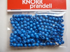 6014351-155 stuks houten kralen naturel blauw  4mm
