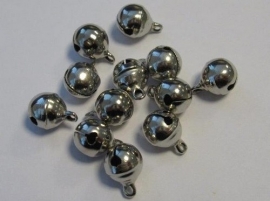 801401/4203- 12 stuks sieraden belletjes 10mm zilverkleur