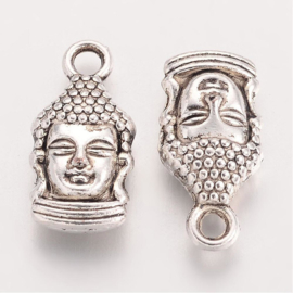 D49- 10 stuks metalen bedels buddha 16.5x8mm zilver