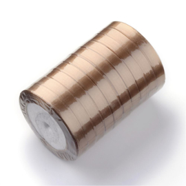 rol met 22.86 meter satijnlint van 10mm breed teddy bruin - super aanbieding!